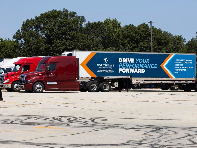 Trucks in a parking lot