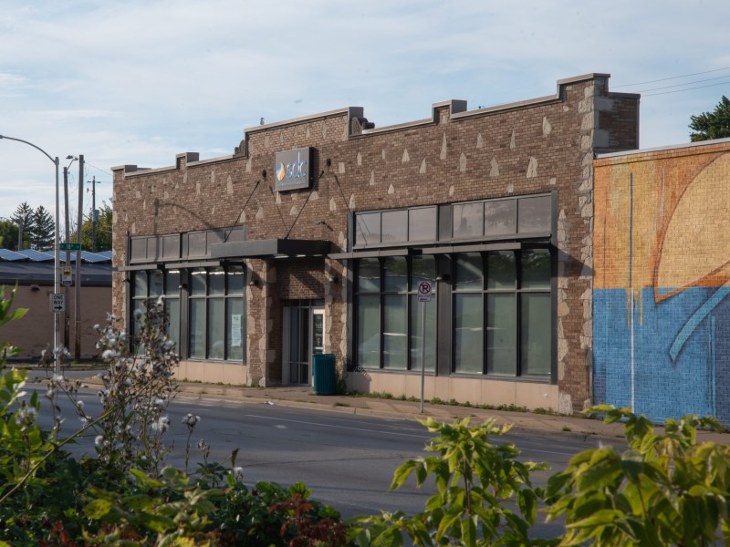 A building front is shown